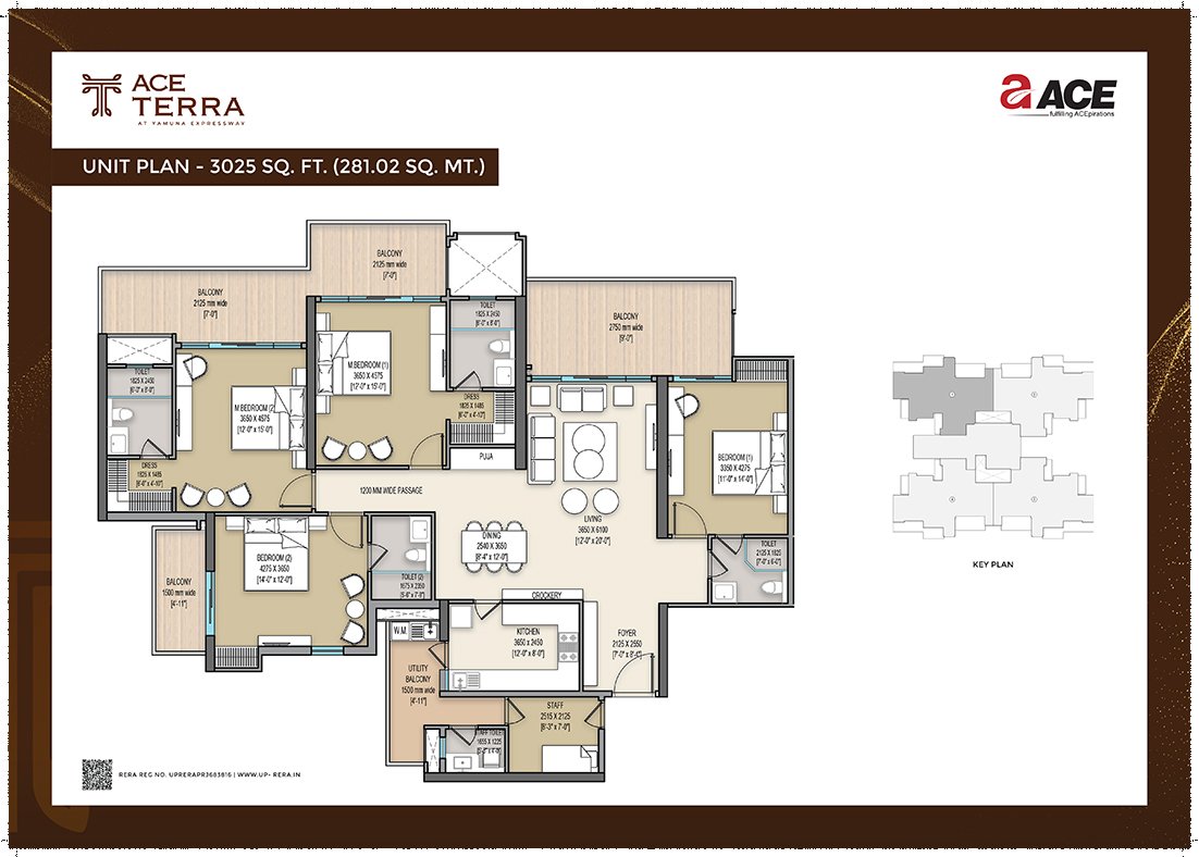 4 BHK plus servant 3025 sq.ft. floor plan